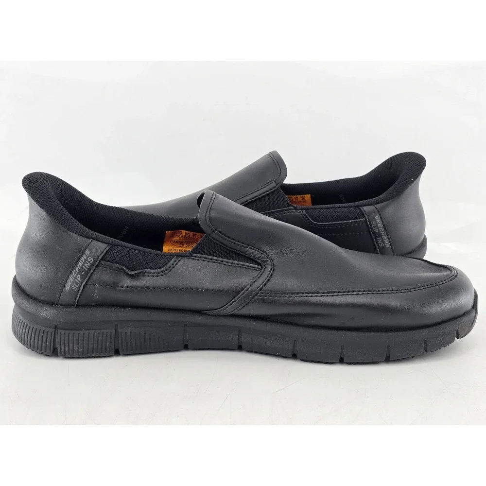 Skechers Slip-ins Work Shoes Mens 13 Black Leather EH SRO - Excellent